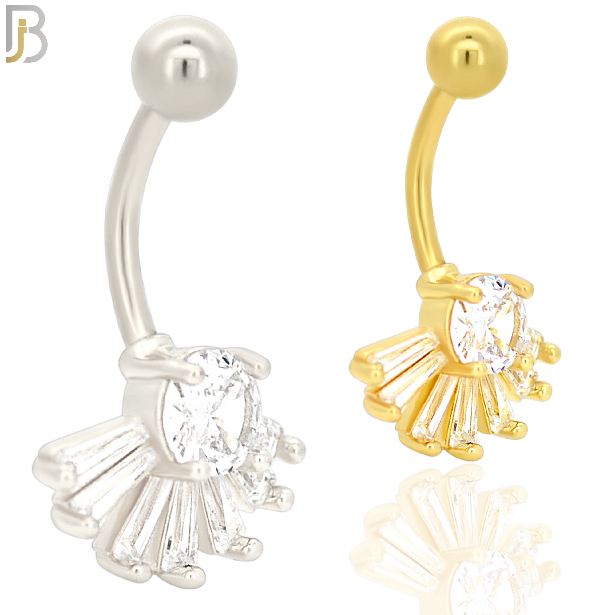 NB23 - 316L Stainless Steel Upside Down Sunrise Zircon  Banana Belly Navel Ring image 0