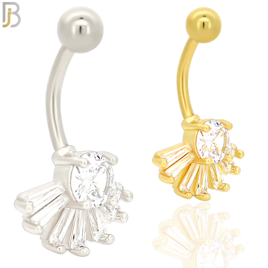 NB23 - 316L Stainless Steel Upside Down Sunrise Zircon  Banana Belly Navel Ring image 0