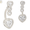 NB57 - 316L Stainless Steel Heart Shaped Clear Zircon Banana Belly Ring image 1