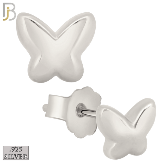 925-ES432 - Push Back - .925 Sterling Silver Plain Butterfly Earrings Stud image 0