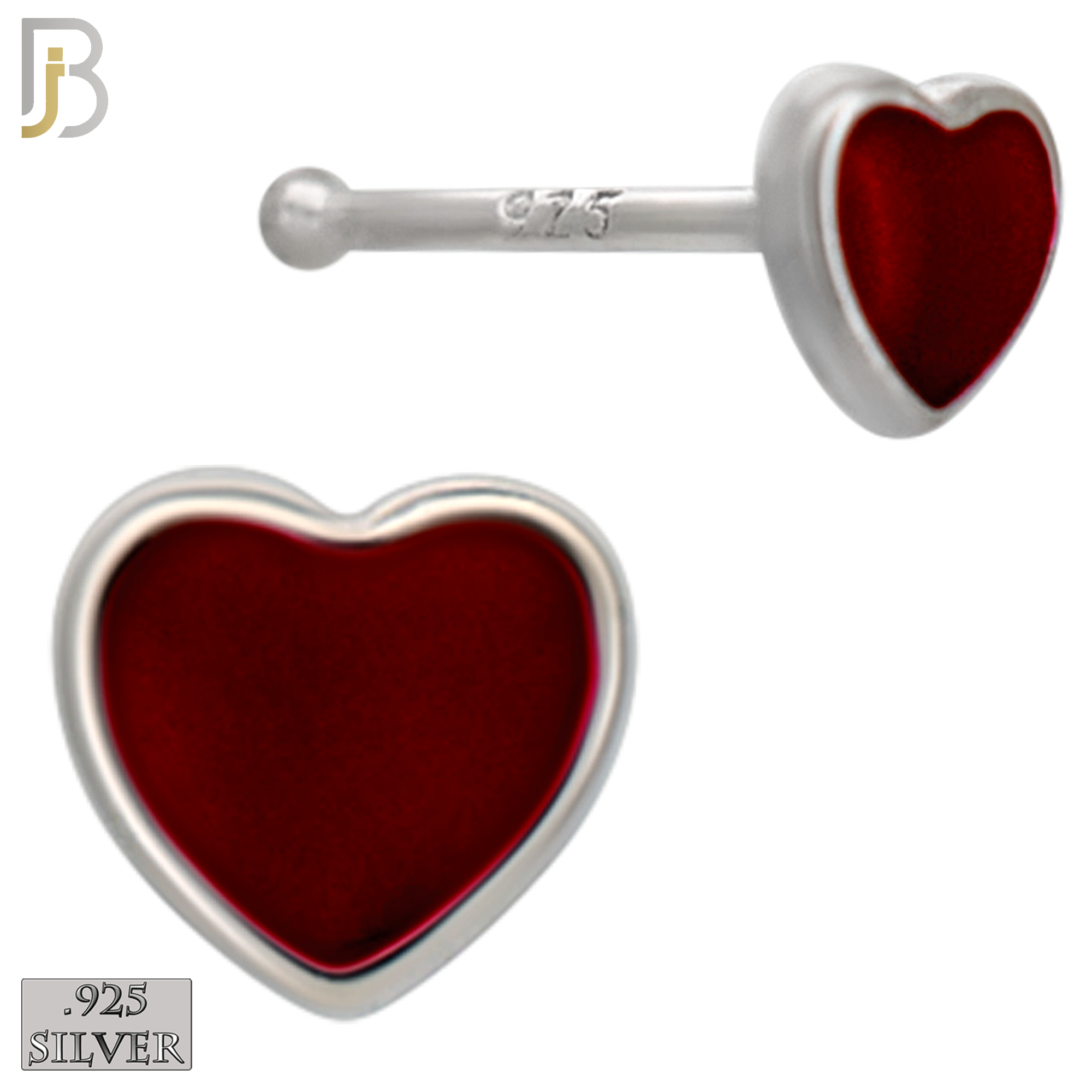 925-NR121B- 925 Silver Nose Bone Heart Shape with Enamel - Pack of 6 image 2