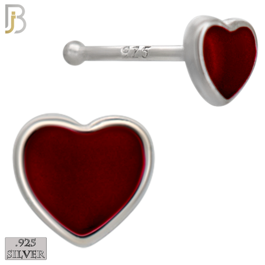 925-NR121B- 925 Silver Nose Bone Heart Shape with Enamel - Pack of 6 image 2