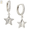 ES507 - 316L Stainless Steel Dangling Star Virgin Mary Huggies Earrings image 1