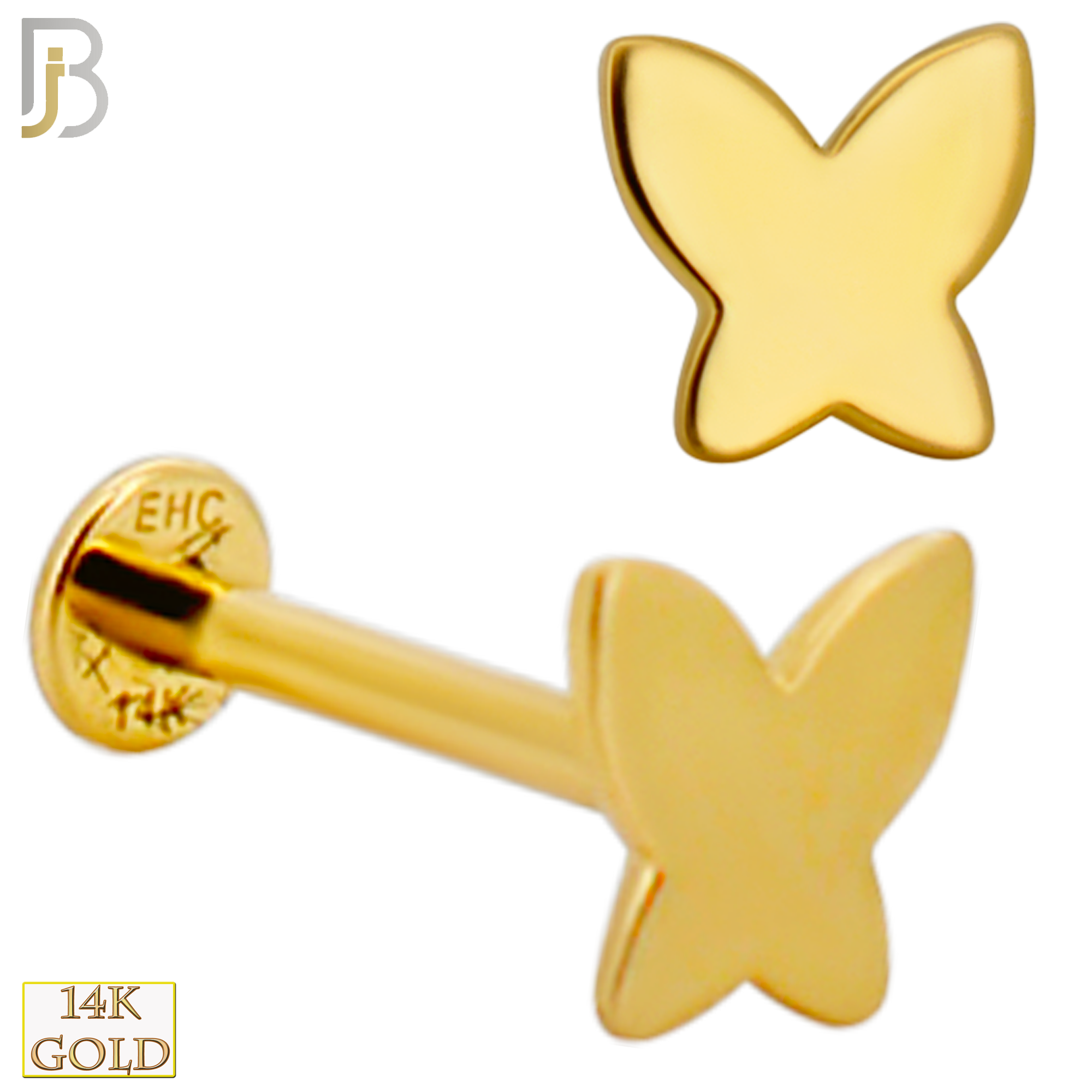 14-LB119 - 14k Yellow Gold Plain Butterfly Labret image 0