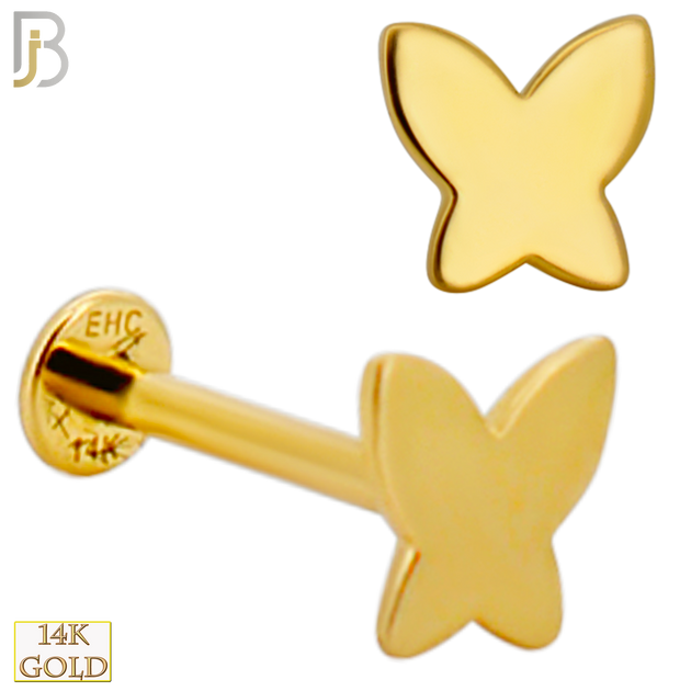 14-LB119 - 14k Yellow Gold Plain Butterfly Labret image 0