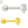 TB48 - 316L Stainless Steel and Brass Plain Star Design Tragus Barbell Cartilage Piercing Externally Threaded (PACK OF 6) image 0