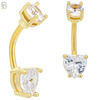 NB06G - 316L Stainless Steel Gold Plated Heart Prong Setting Zircon  Banana Belly Navel Ring (PACK OF 6) image 1