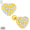 925-ES210 - Screw Ball Back - .925 Sterling Silver Heart Stud Earring with Clear Zircon Design image 2