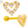 TB15 - 316L Surgical Steel Heart Design with Zircon Tragus Barbell Cartilage Piercing Screw Ball (PACK OF 6) image 2