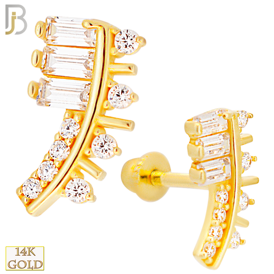 14-TB51 - 14k Yellow Gold Baguettes and Rounds CZ  with Baby Screw Backing image 0