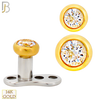 14-G23-DM03 - 14k Titanium Anchor with 14k Gold Top Bezel Set Clear Cubic Zirconia Dermal - Internally Threaded image 0