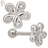 TB04 - 316L Surgical Steel Flower Design with Zircon Tragus Barbell Cartilage Piercing Screw Ball (PACK OF 6) image 1