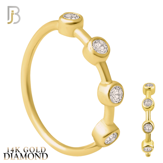 14-CT34D - 14k Yellow Gold Four GH / SI1 Natural Diamonds in Bezel Setting Hoop Piercing image 0