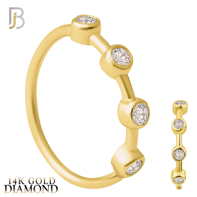14-CT34D - 14k Yellow Gold Four GH / SI1 Natural Diamonds in Bezel Setting Hoop Piercing image 0