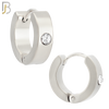 ES116S - 316L Stainless Steel Plain Huggies with Single Zircon Clip On image 2