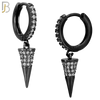 ES103 - 316L Stainless Steel Dangling Cone with Zircon Huggies Clip On image 3