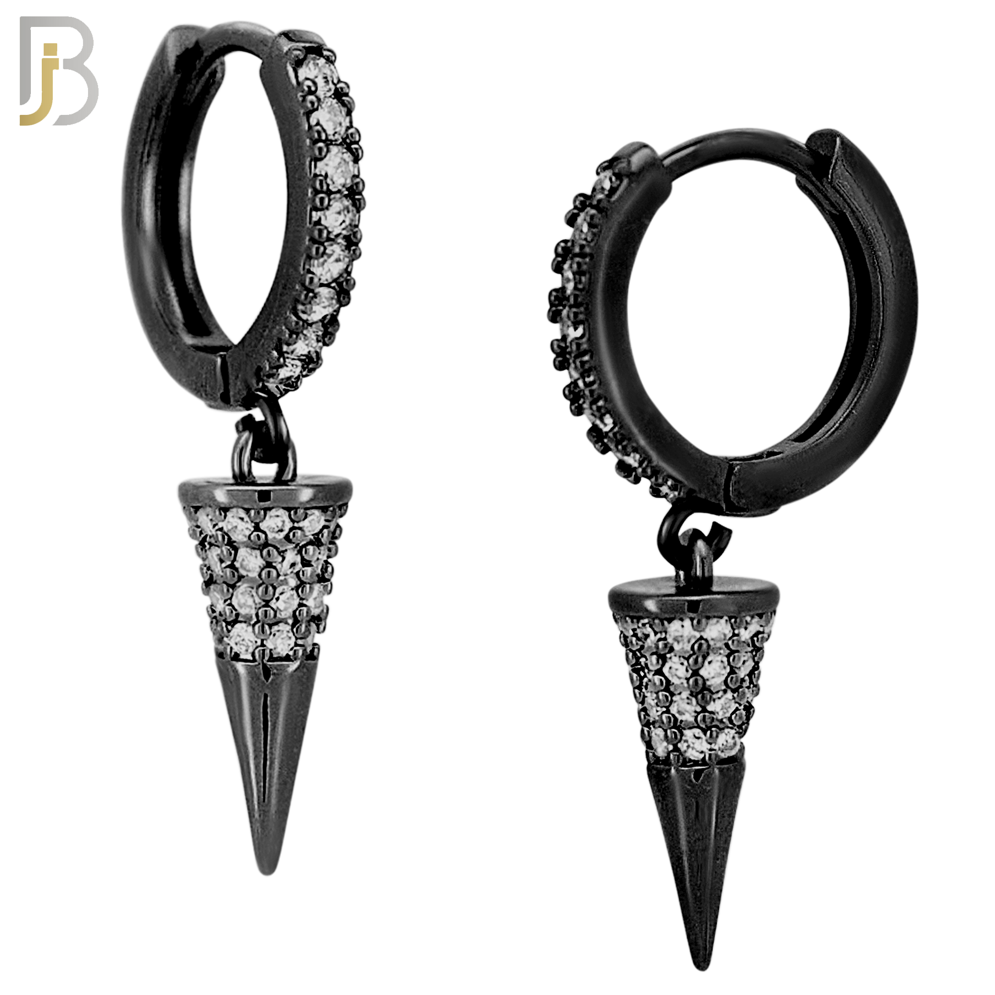 ES103 - 316L Stainless Steel Dangling Cone with Zircon Huggies Clip On image 3