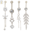 PK-N005 - 316L Surgical Steel Different Designs Dangle Belly Rings - Pack of 16 image 1