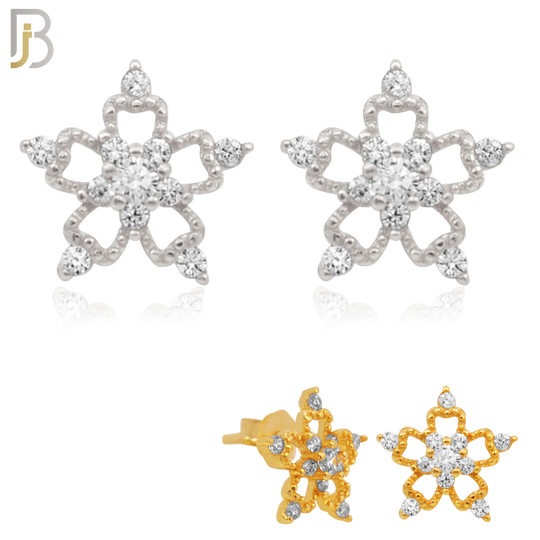 925-ES26 - .925 Sterling Silver Star with Zircon Earrings Stud image 0
