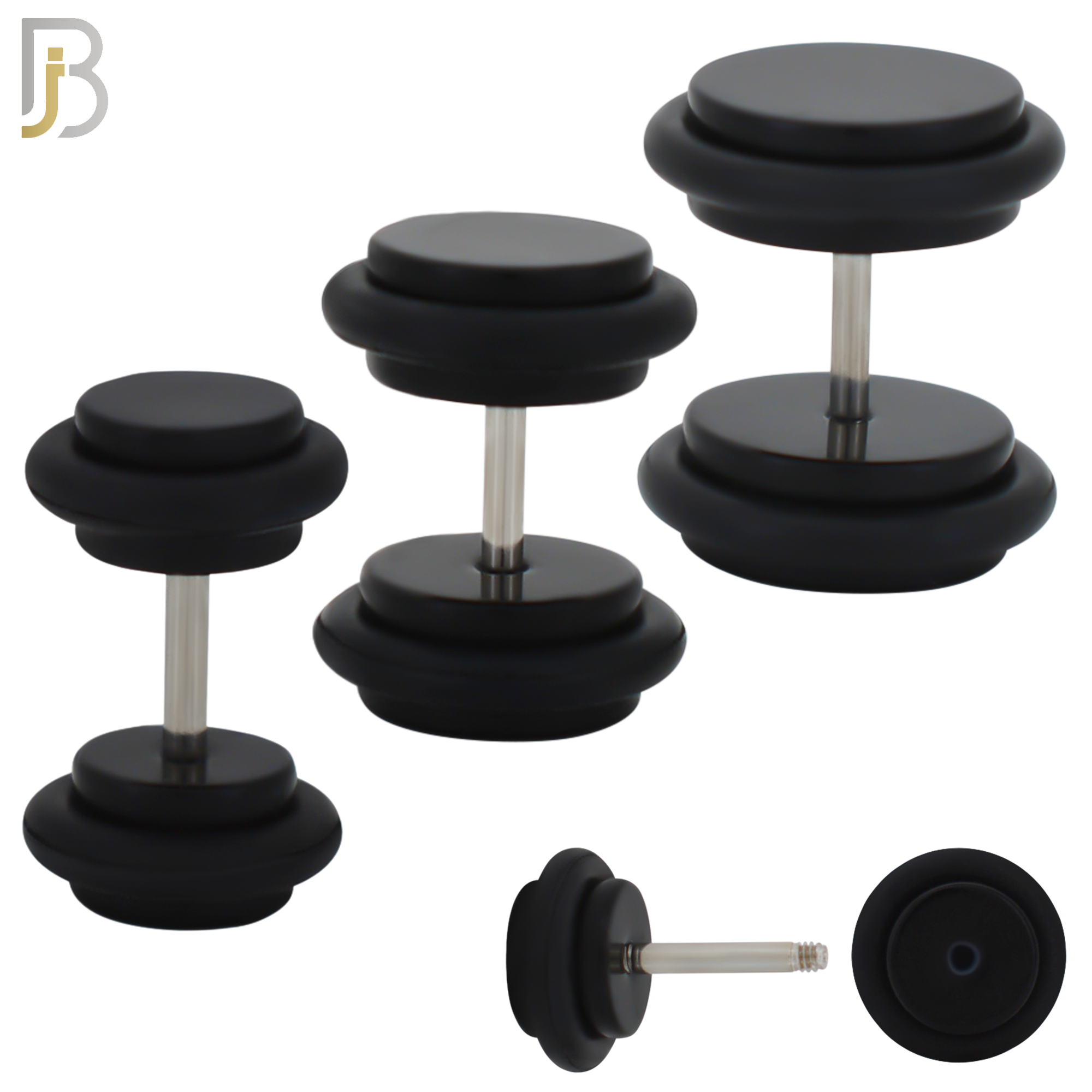 FP01K - Black Acrylic Fake Plug with O-ring (PACK OF 3 Pairs) image 0