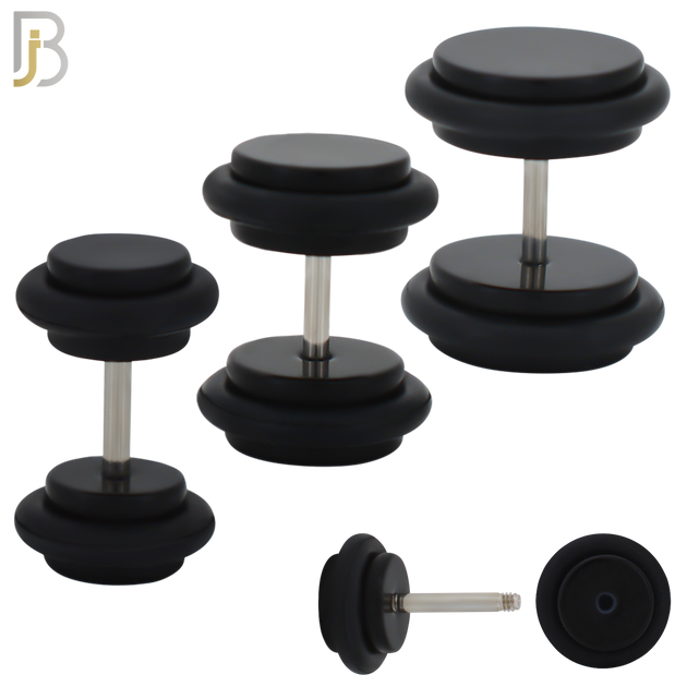 FP01K - Black Acrylic Fake Plug with O-ring (PACK OF 3 Pairs) image 0