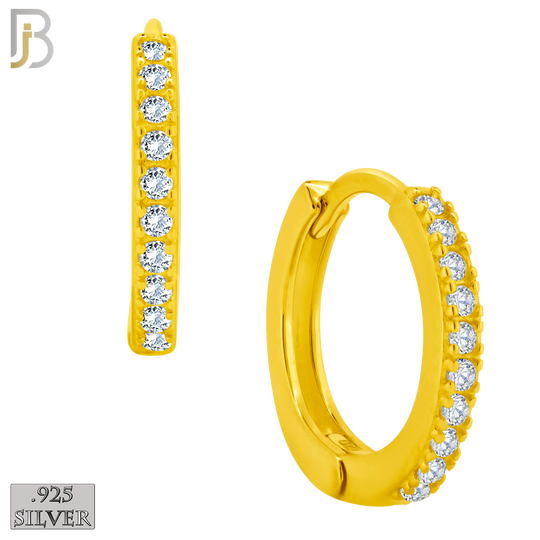 925-ES214 - .925 Sterling Silver Huggies Hoop Earrings with Zircon image 4