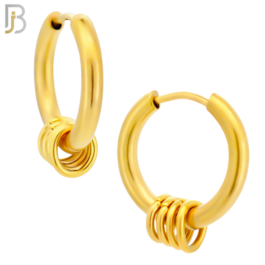 ES279 - 316L Stainless Steel Plain Huggies with 5 Rings Clip On image 2