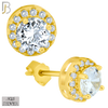 925-ES77 - .925 Sterling Silver Round Design with Multi Zircon Earring Stud image 2