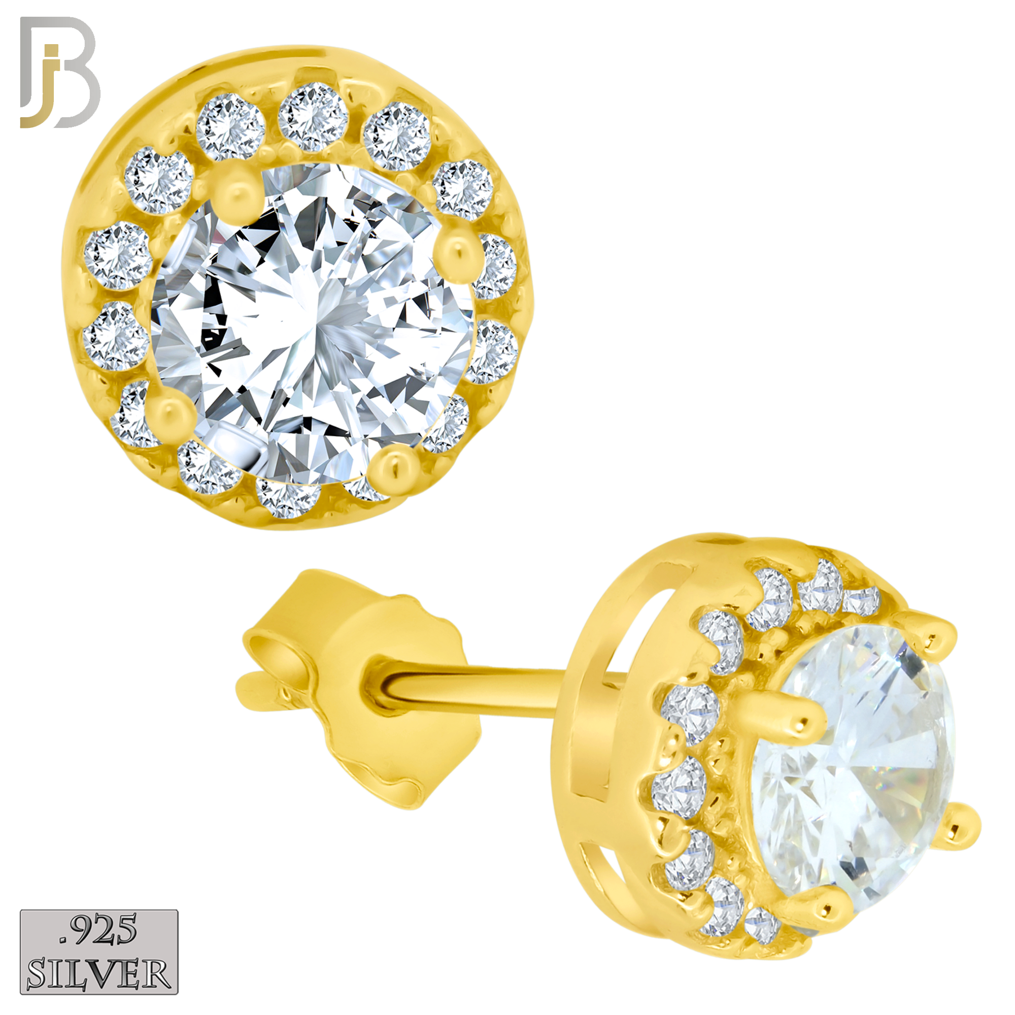 925-ES77 - .925 Sterling Silver Round Design with Multi Zircon Earring Stud image 2