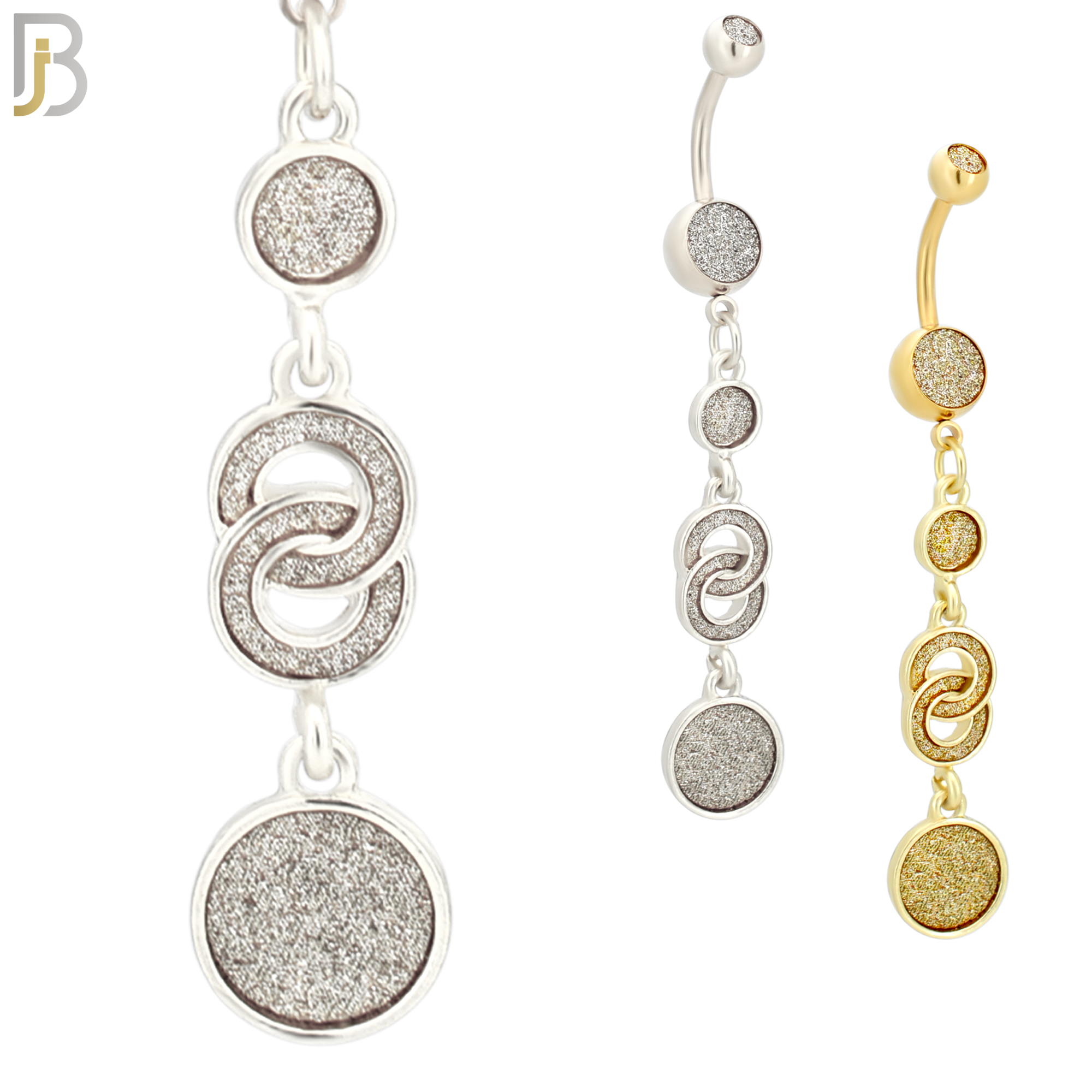 N003 - 316L Stainless Steel Dangling Infinity Round Sandpaper Design Belly Ring with 4mm Screw Ball image 0