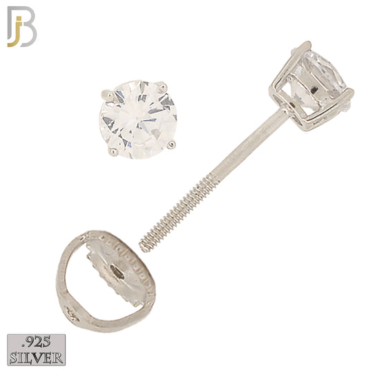 925-ES79-SC - .925 Sterling Silver Butterfly Screw Back Stud Earrings Casting Prong Setting with Round Clear Zircon - 2mm image