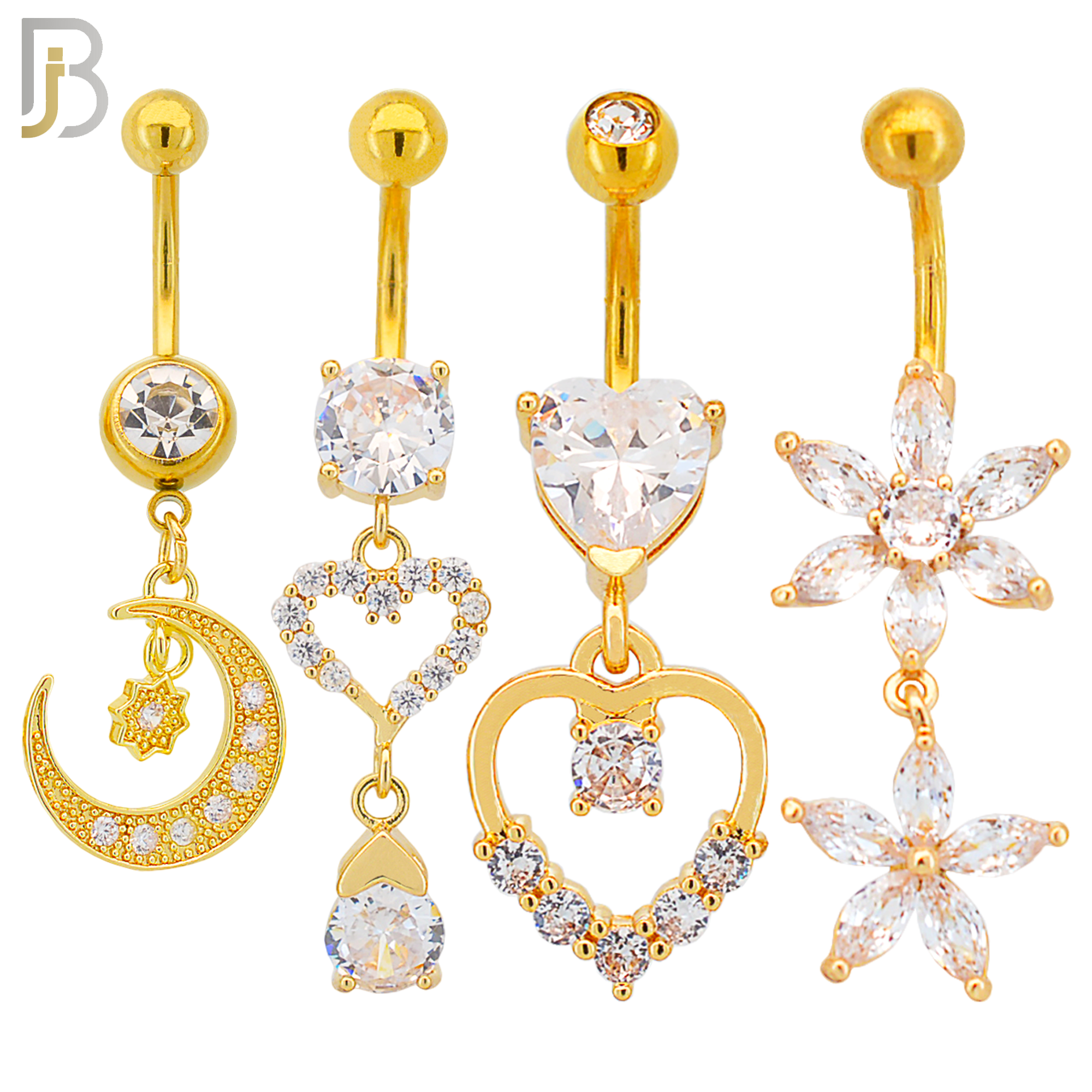 PK-N002 - 316L Surgical Steel Different Designs Dangle Belly Rings - Pack of 16 image 2