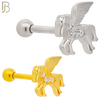 TB03 - 316L Surgical Steel Unicorn Design with Zircon Tragus Barbell Cartilage Piercing Screw Ball (PACK OF 6) image 0