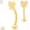 14-EC14 - 14k Yellow Gold Multi CZ Butterfly Eyebrow Barbell Externally Threaded Screw image 0