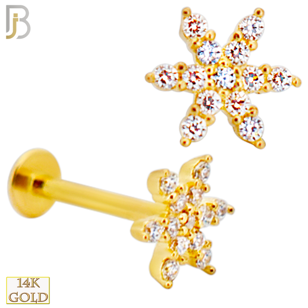 14-LB126 - 14k Yellow Gold Flower with Multi Cubic Zirconia Labret image 0