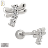 925-ES436-B - 925 Sterling Silver Dragonfly Earring with Multi Zircon - Screw Ball image 1