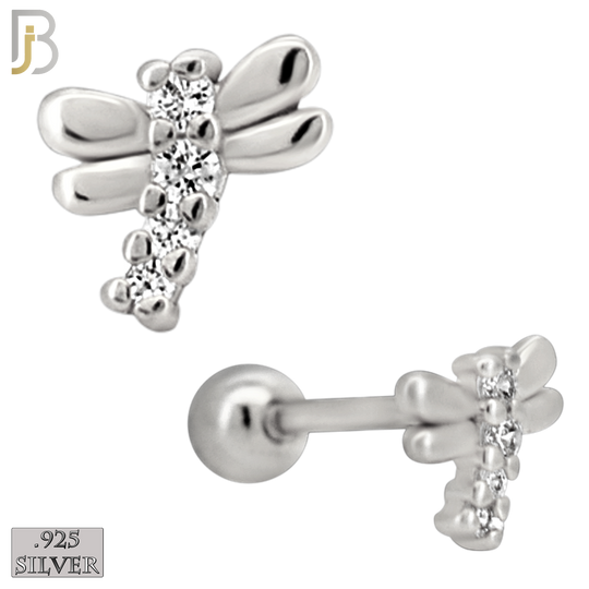 925-ES436-B - 925 Sterling Silver Dragonfly Earring with Multi Zircon - Screw Ball image 1
