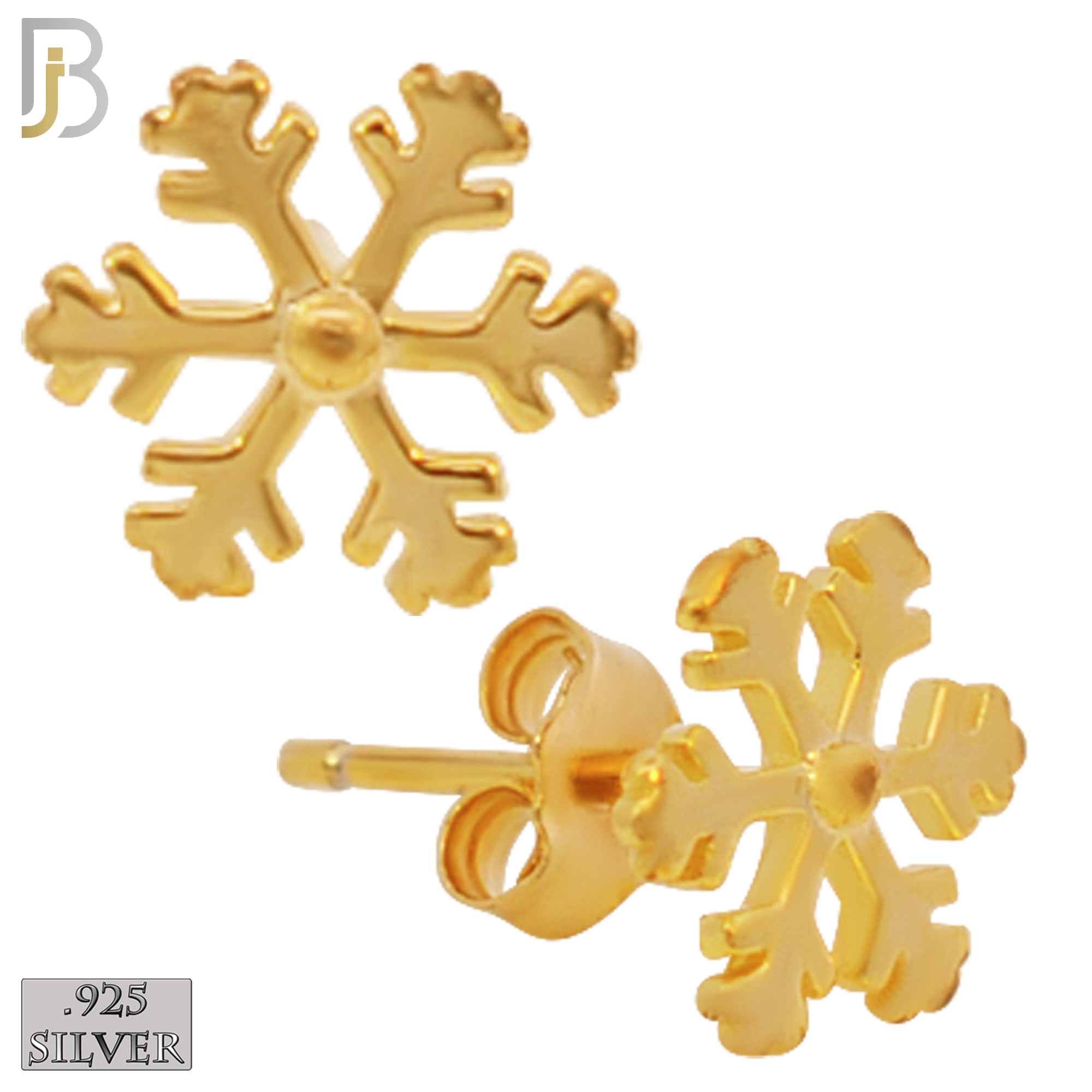 925-ES62 - .925 Sterling Silver Snowflakes Design Earring Stud image 2