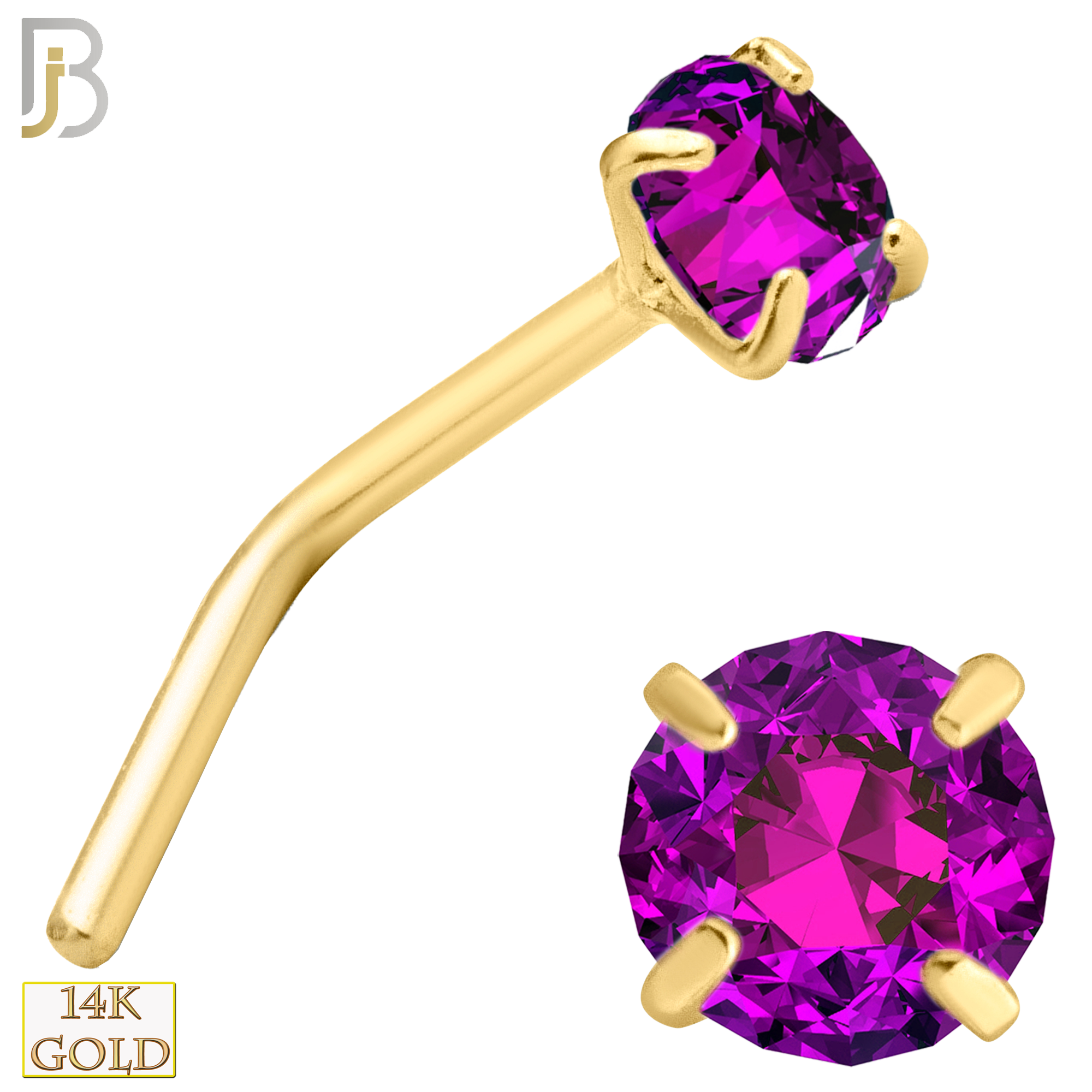 14-NR10YBR-20 - 20g-14k Yellow Gold L-Shaped with Burmese Ruby in Prong Setting image 5