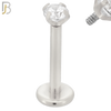 LB14SC16 - 316L Surgical Steel Bar Prong Setting  Zircon Internally Threaded Labret image 2