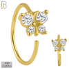925-CT29 - 925 Sterling Silver Butterfly with CZ Design Nose Hoops 22g Thick 8mm wide (Pack of 6) image 1