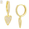 ES99 - 316L Stainless Steel Dangling Heart Hollow with  Zircon Design Huggies Clip On image 2