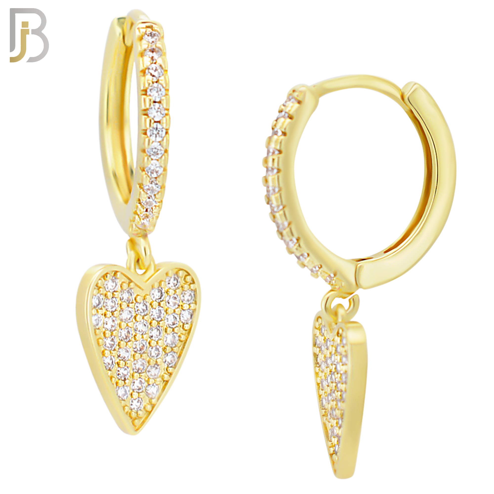 ES99 - 316L Stainless Steel Dangling Heart Hollow with  Zircon Design Huggies Clip On image 2