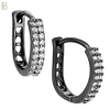 ES189 - 316L Surgical Steel Curved Hoop Earring with  Two Rows of Zircon CZ on One Side and Hollow Heart Design on Back Side image 3
