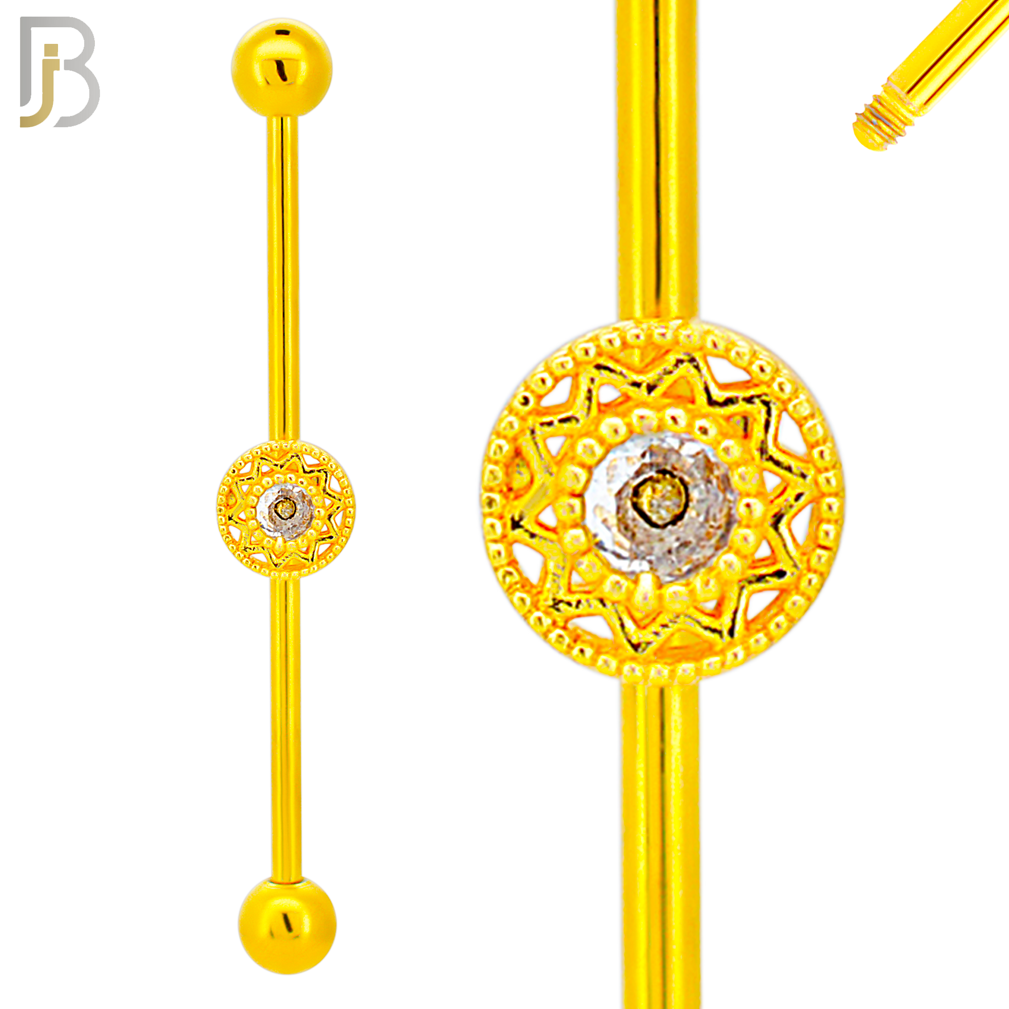 BB55 - 316L Surgical Steel Screw Bar with Rounded Flower Design Barbell Industrial (PACK OF 4) image 2