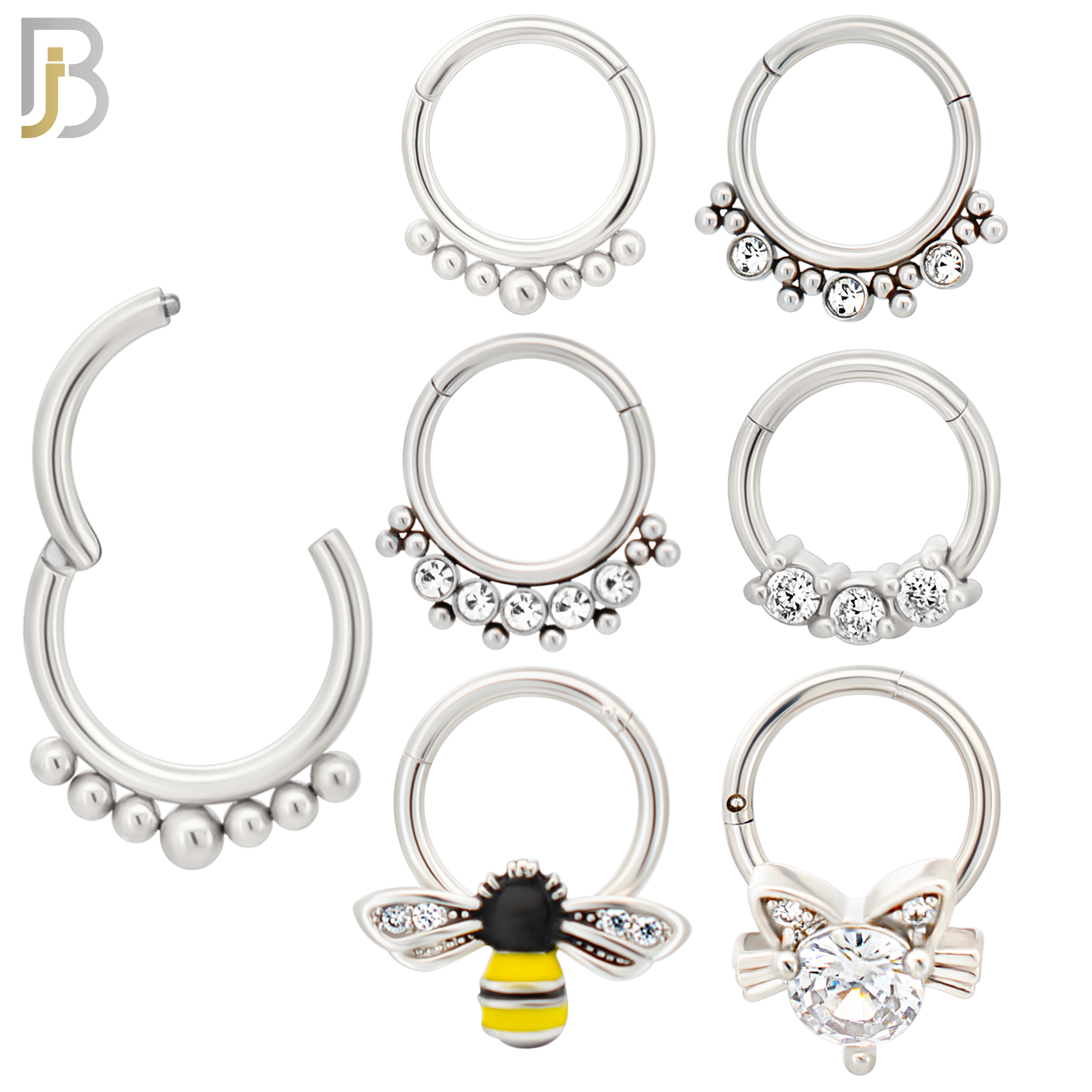 PK-CT41S - 316 Surgical Steel Hinged Nose Hoops with Mixed Designs Pack of 30 image 1