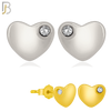 925-ES211 - Push Back - .925 Sterling Silver Plain Heart Shaped Earring Stud with Single Clear Zircon image 0