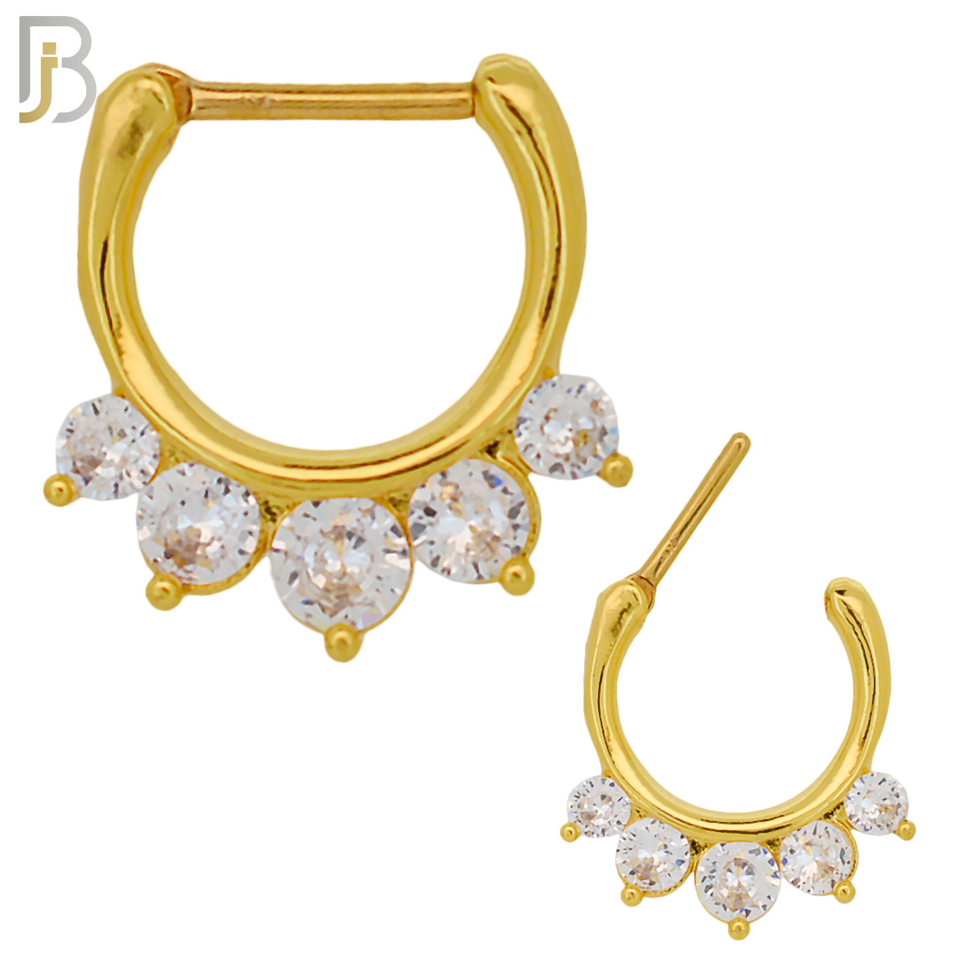 CT78 - 316 Surgical Steel Graduated Zircon Nose Clicker for Septum Piercing (PACK OF 6) image 1