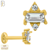 14-LB50 - 14k Yellow Gold Baguette CZ Labret - Yellow Gold image