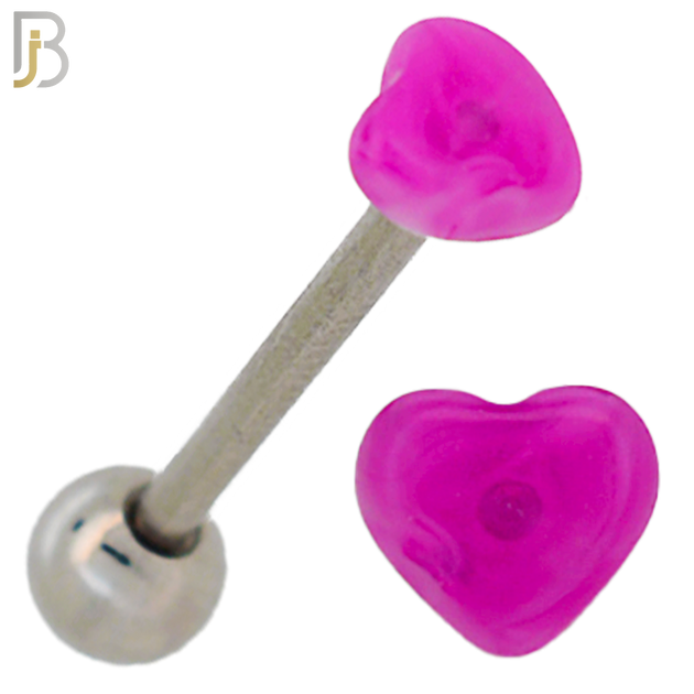 PK-BB49 - 316L Surgical Steel Barbell with Acrylic Marble Heart Screw External Threaded Pack of 120 image 9